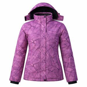OTU Purple Geometric Patterned Winter Jacket Medium Ski Snowboard Waterproof